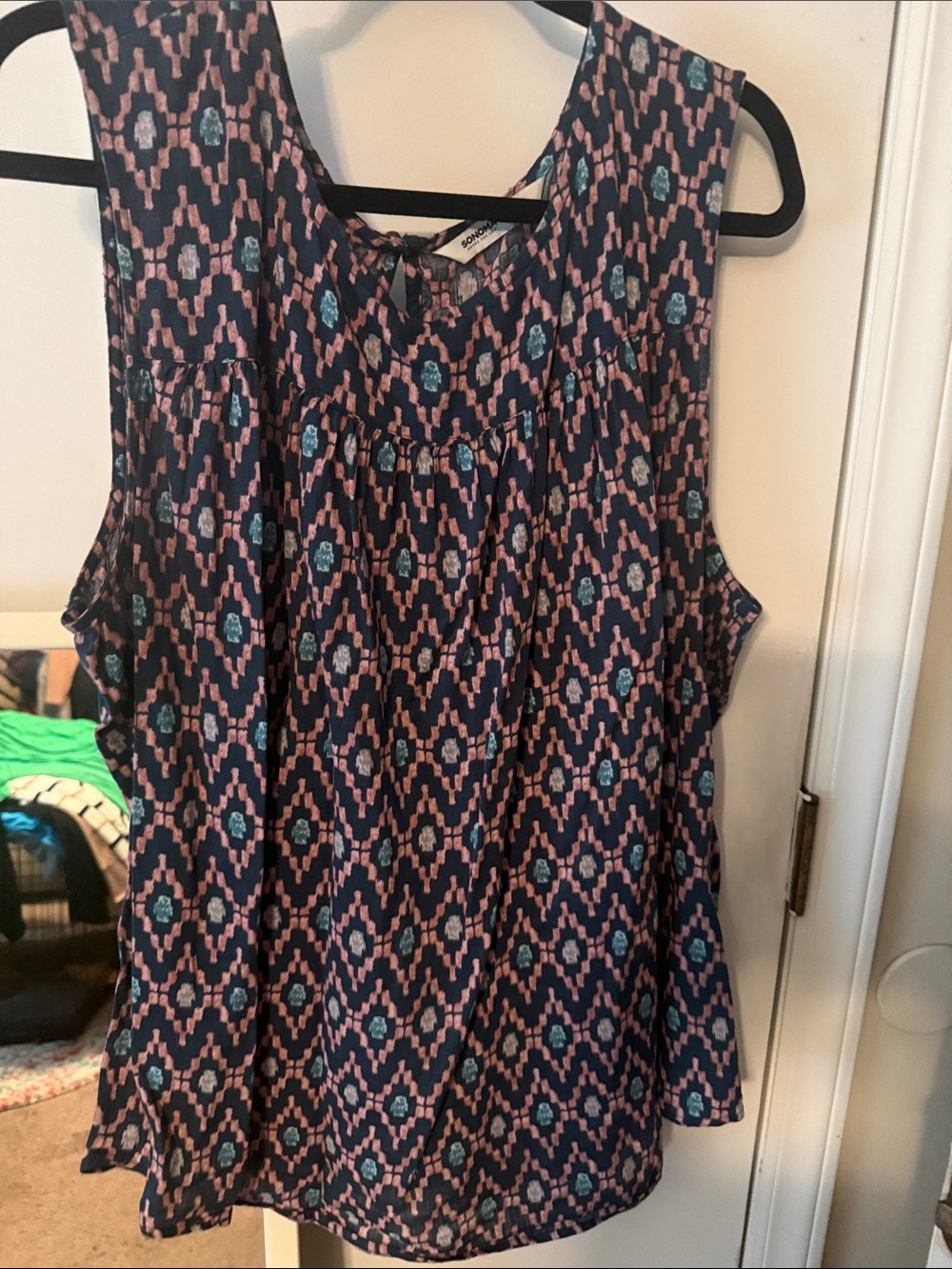 Sonoma Navy Camisole with Pink & Teal Geometric Motif